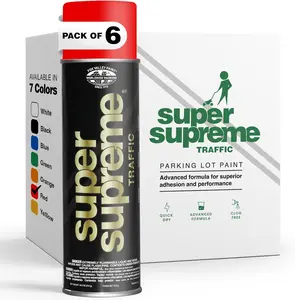 Fox Valley Super Supreme Traffic Marking Paint – 18 oz (6-Pack) Red, Fast-Drying, Long Lasting, Durable & Weather-Resistant - Marking Paint for Roads, Parking Lots, Sidewalks & Factory Floors, Red