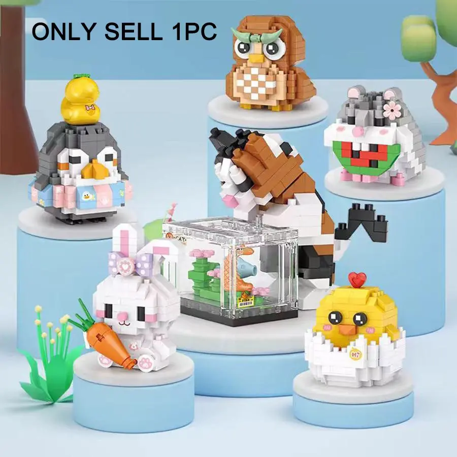 Cute Cartoon Animal Pet Model Building Blocks, Diy Building Model, Creative Gift Desktop Decoration, Small Part Toys for Kids, Fun Assembly Toy Building Block Set