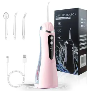 Water Flosser Lightweight handle, portable cordless oral irrigator, includes 4 nozzles (including a tongue cleaner), rechargeable travel irrigator, waterproof. For teeth cleaning. Oral care set for home and travel