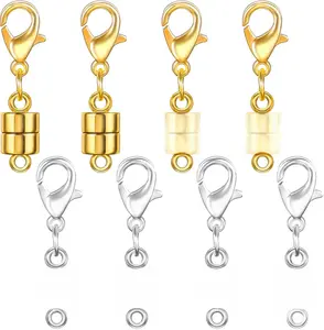 8 Pack Magnetic Necklace Clasps and Closures with Lobster Clasp, 18K Gold and Silver Plated Jewelry Clasps Converters, Suitable for Bracelet Necklaces Anklet Chains, Gold&Silver, Jewelry Making