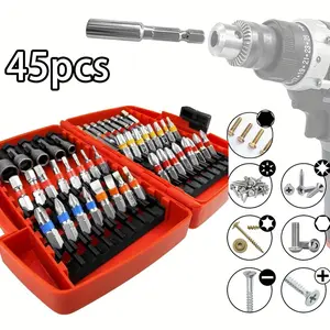Magnetic Nut Driver Impact Drill Bit Set, S2 Steel Cross Slot, Slotted, Square, Star, Hex, Torx Bits, 83 Pieces, Metal Material