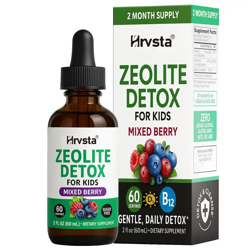 Zeolite Detox for Kids Liquid Drops - Advanced Clino Natural ptilolite with Pure Vitamins B12 & D - Kids Gentle Body Daily Cleanse Focus & Speech Extr