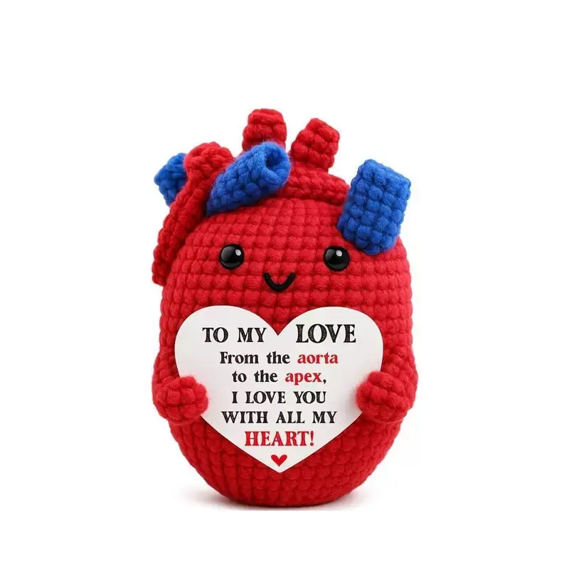 Healing Heart - Positive Crochet Gift for Friends, Girlfriends, BFFs | Unique Emotional Support Companion Desk Decor | Funny, Humorous, Romantic Birthday & Anniversary Present for Her/Him | Ideal for Moms, Dads, Kids | Desktop Decor