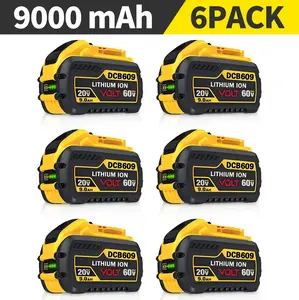 2 Pack 9000mAh High Capacity 20V/60V MAX Battery Lithium-ion Replacement Compatible with Dewalt 20V/60V Flexvolt Battery DCB606, DCB609, DCB612 Cordless Power Tools