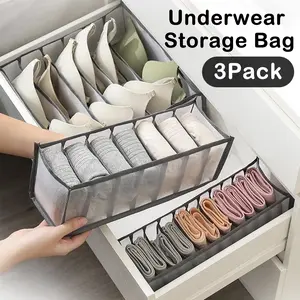 3 Counts Foldable Underwear Organizer, Drawer Organizer Divider Bins for Bras, Socks, Ties, Underwear Storage Box, Space-Saving Solution for Small Closets