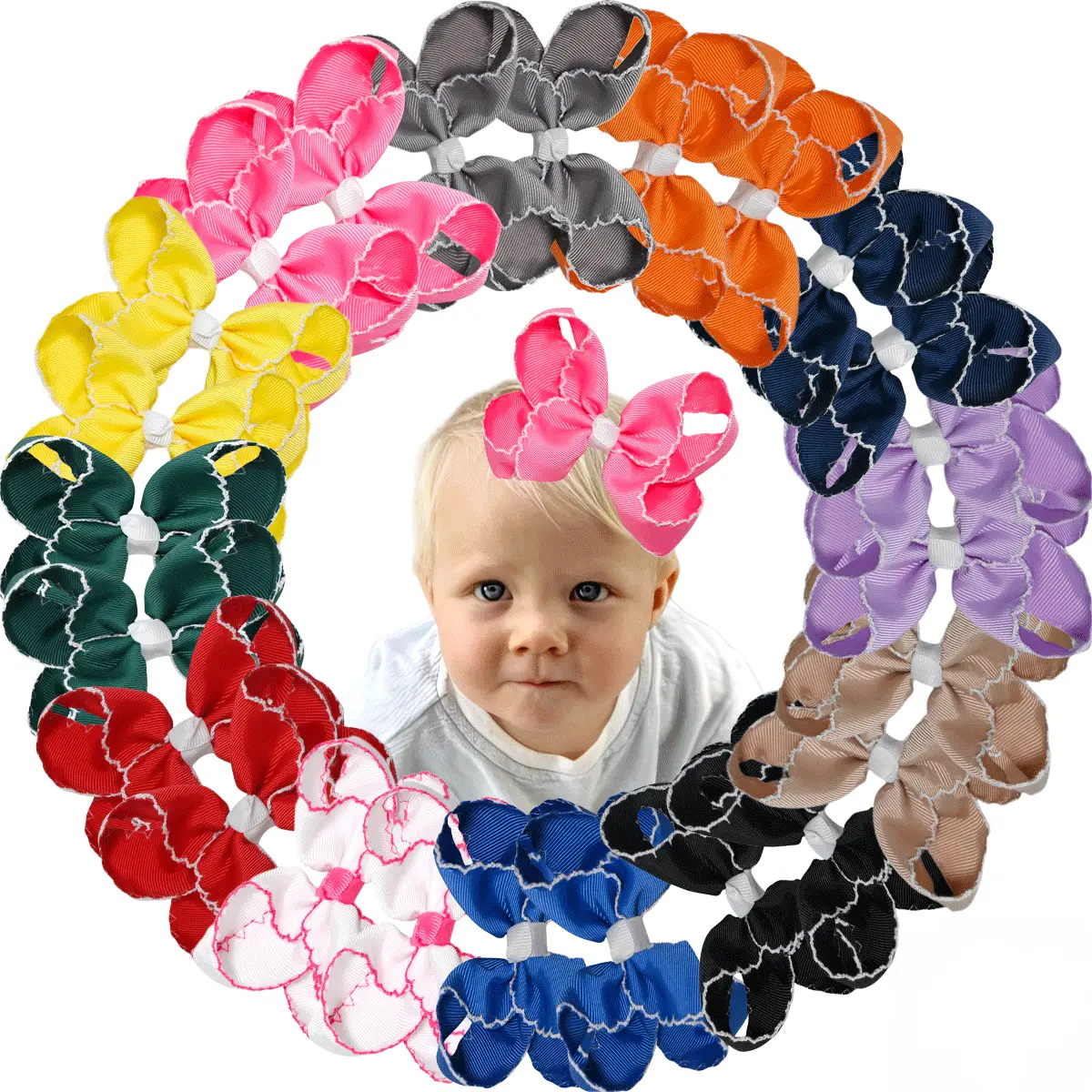 JoyBowie 12-Pack Ribbed Grosgrain Ribbon Hair Bows with Alligator Clips - Baby Girls Hair Accessories for Back to School, Family Photos, Christmas Shopping, Metal, Birthdays