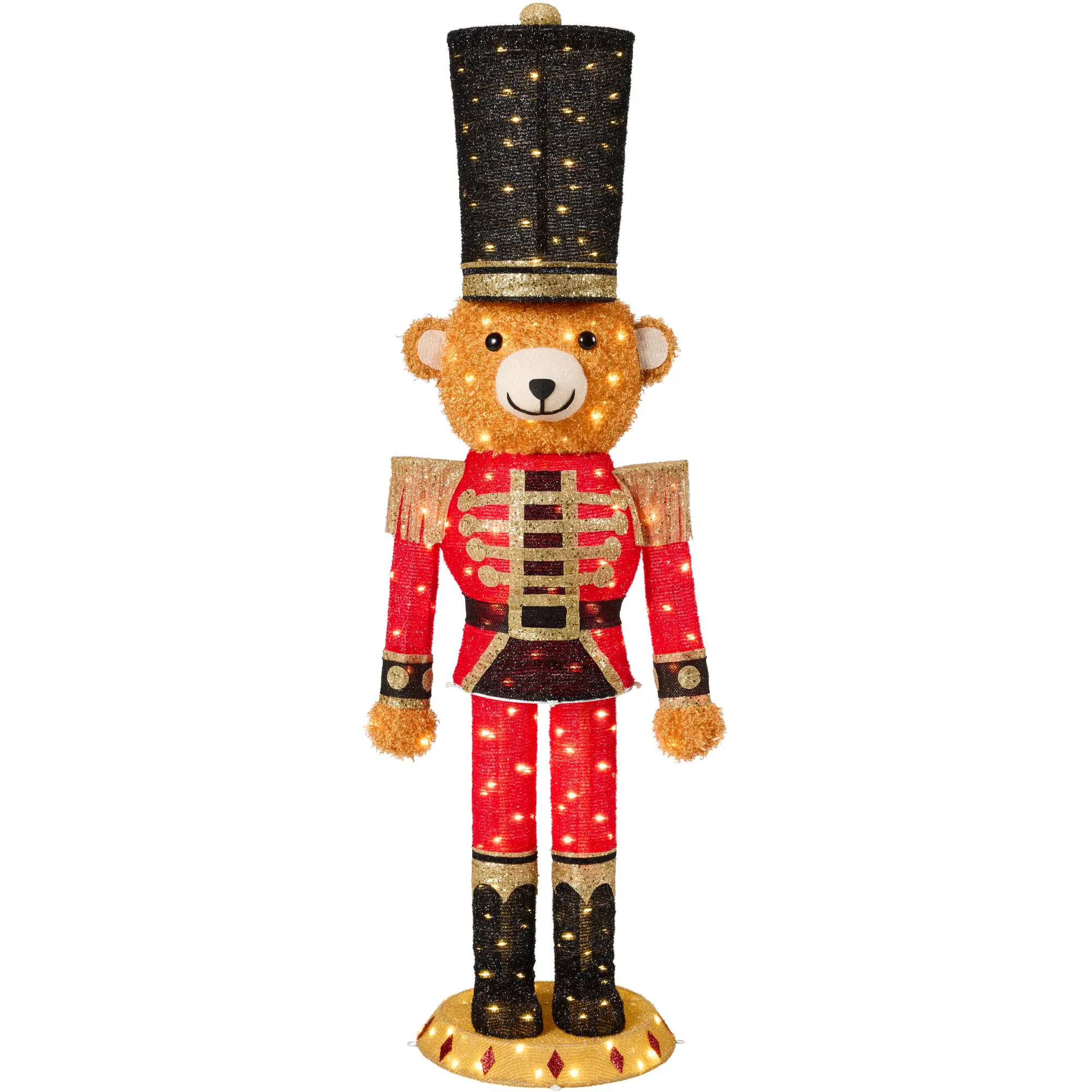 Christmas Nutcracker Bear 5ft Pop Up Lighted Large Holiday Decoration w/150 Twinkling LED lights for Outdoor, Indoor Christmas Nutcracker Bear 5ft Pop Up Lighted Large Holiday Decoration w/150 Twinkling LED lights for Outdoor, Indoor