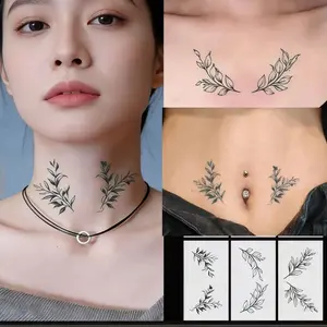 Waterproof Long-Lasting Leaf Temporary Tattoo, Simple Plant Design, Neck & Chest Tattoos, Perfect for Daily Wear, Dates, Beach Trips!