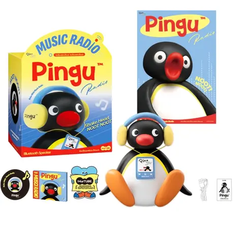MARTUBE Pingu Bluetooth Speaker - Gift-Ready Cute Bobble Head Penguin, Desk-Friendly Mini Audio System, 2000mAh USB Type-C Chargeable Li-ion, BT Connectivity, Cool Gadgets for Kids, Birthday Desk Decor