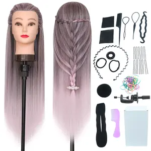 Professional Hair Styling Training Headband Fixture Set, 26-28 Inch Hairdresser Styling Head, Female Hair Braiding Tool Kit