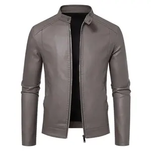 Men’s Premium Faux Leather Jacket, Slim Fit Stand Collar Coat with Smooth Zipper & Precision Stitching, Business Casual Wear