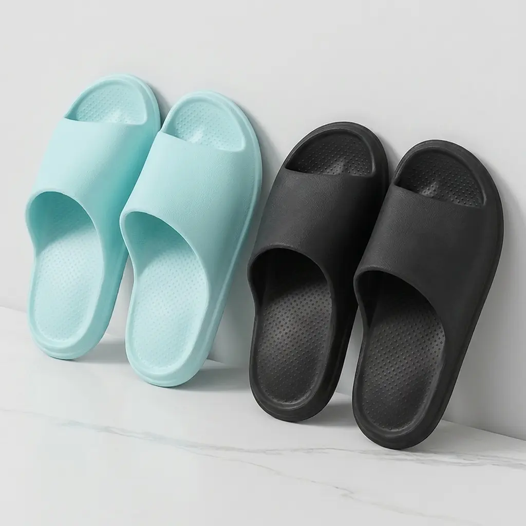 Unisex Cloud Cushioned Sports Slide Sandals, Open Toe, Thick Sole, Non-Slip, Synthetic, Standard Sizes for Indoor Bathroom Use, Open Toe Sandals
