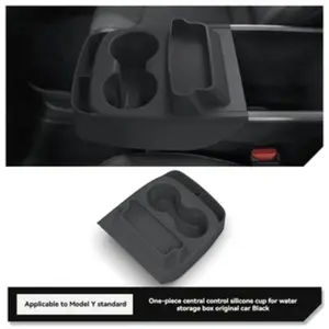 Tesla Model Y Juniper Standard Central Console Multi-Function Storage Box, Silicone Cup Holder Tray, Glasses Organizer, 2026 Edition