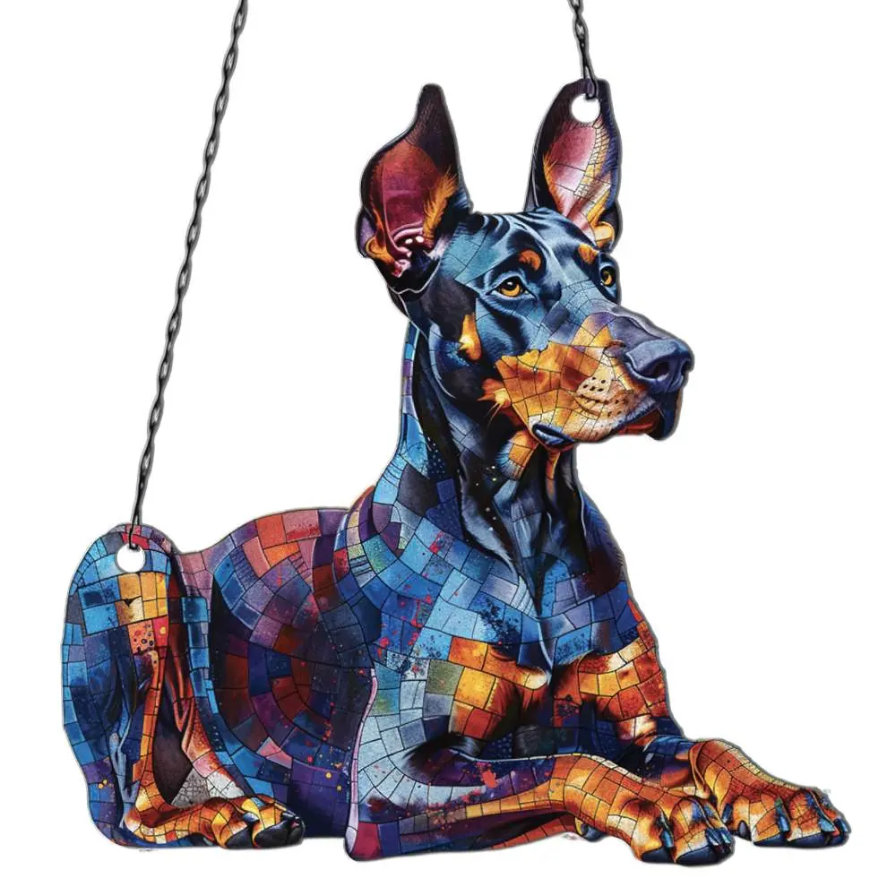 Violet Clothings Doberman Ornament Acrylic Window Hanging, Gift For Dog Lovers, Home Wall Room Hanging Decor, Christmas Decorations
