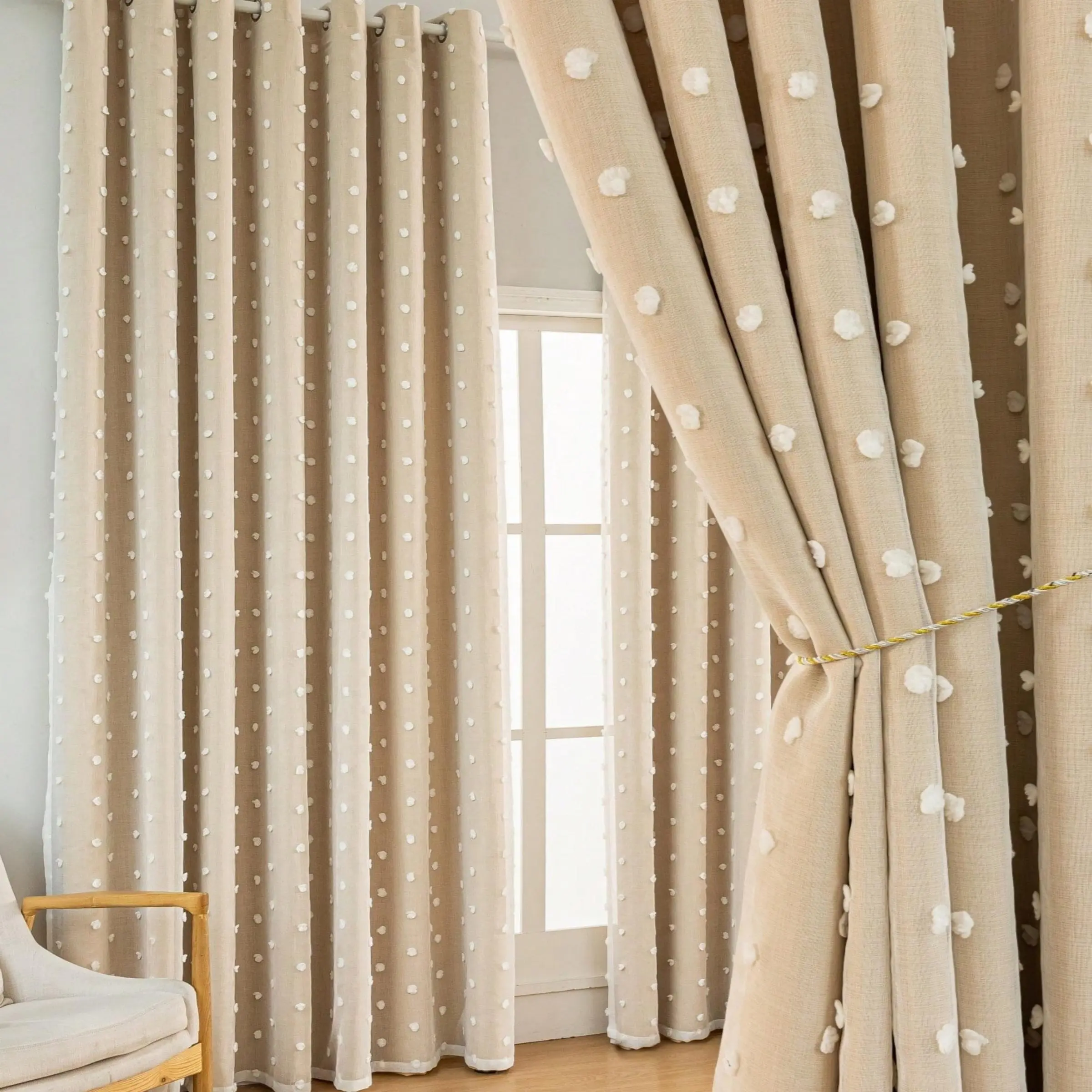 Solid Color Embroidered Curtain, Modern Simple Curtain, Home Decorative Curtain for Living Room Bedroom, Window Curtain, Home Decor