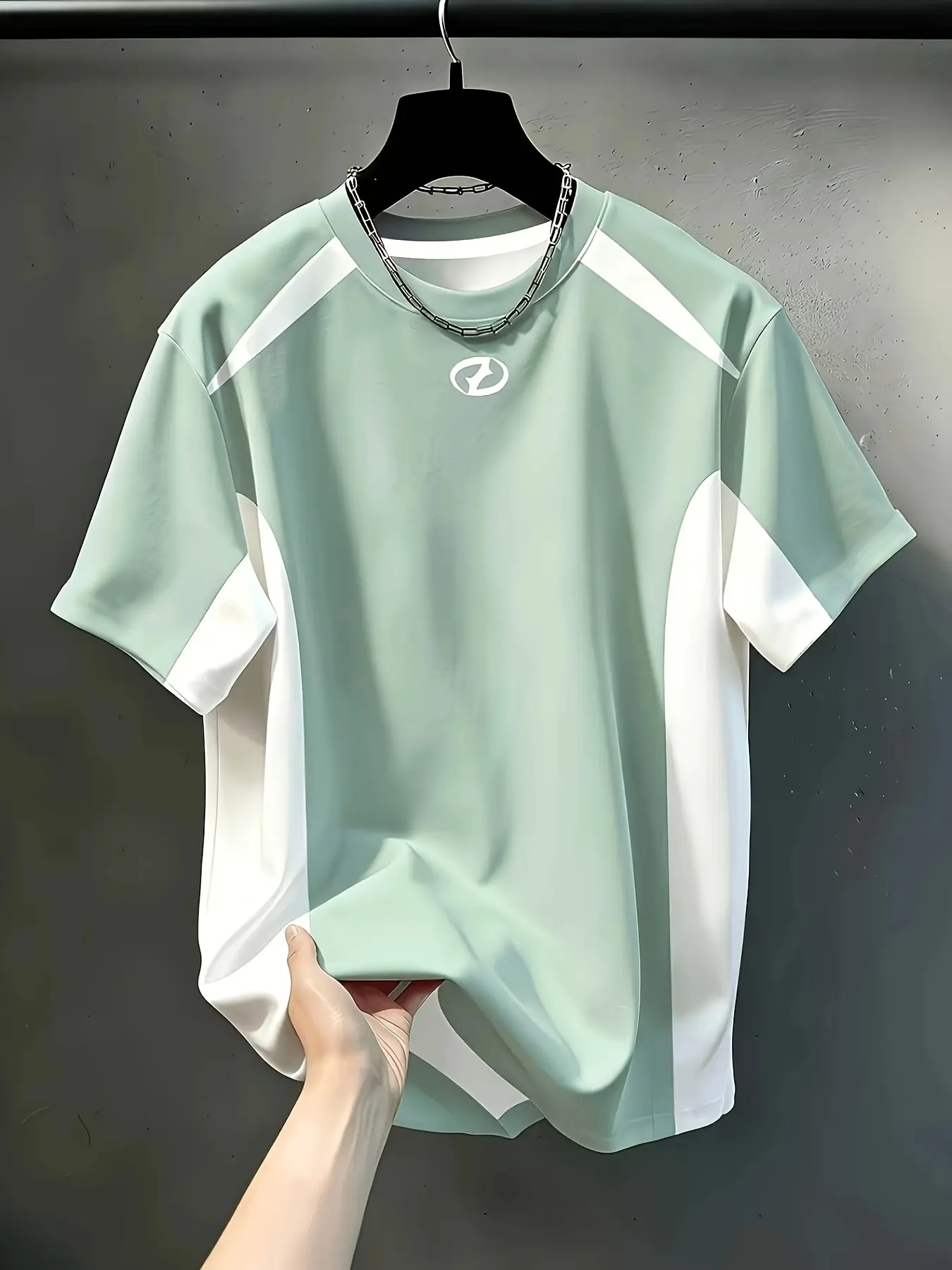 Men's Casual Crew Neck T-Shirt, Color Block Design, All-Season Fashion Top, Breathable Regular Fit for Daily and Formal Wear - Crew Neck Casual Top, Comfortable to Wear, Gift for Teens and Adults, Outdoor Activity Shirt, Sporty Style
