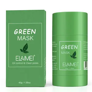 Elaimei Green Tea Clay Stick Mask , Deep Pore Cleansing, Moisturizing, Skin Brightening for All Skin Types of Men and Women