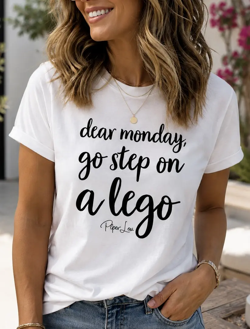 Women's Printed T-Shirt with 'Go Step On A Lego' Graphic, Classic Short Sleeve Style with Shoulder Tape, Soft Ring-Spun Cotton, Top, Tshirt, Streetwear, Double Stitch, Shortsleeve, Fabric, Classic Cut, Double-Stitched, Printed Graphic, Round Neck