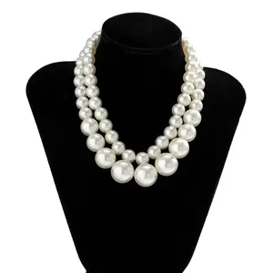 Pack of 2 Vintage Pearls Beads Necklace Clavicle Chain Stylish