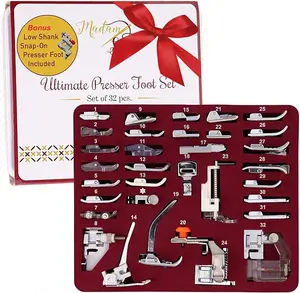 Madam Sew Presser Foot Set 32 Piece Set | The ONLY Sewing Machine Presser Foot Kit with Manual and Deluxe Storage Case | Numbered Slots for Organization | Compatible with Most Sewing Machines