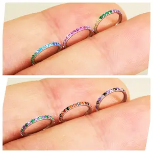 OUFER BODY JEWELRY 20G 316L Stainless Steel Sparkling CZ Nose Ring - Unisex Nose Piercing Hoop, Multi-Size 5-10mm Options for Nostril & Lobe Piercings, AAA+ Grade Mix Colors, Daily Wear