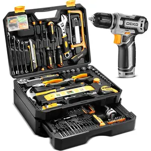 Tool Kit box set: home mechanic toolbox with 12V hand repair tools sets combo kits organizer drawer case for men