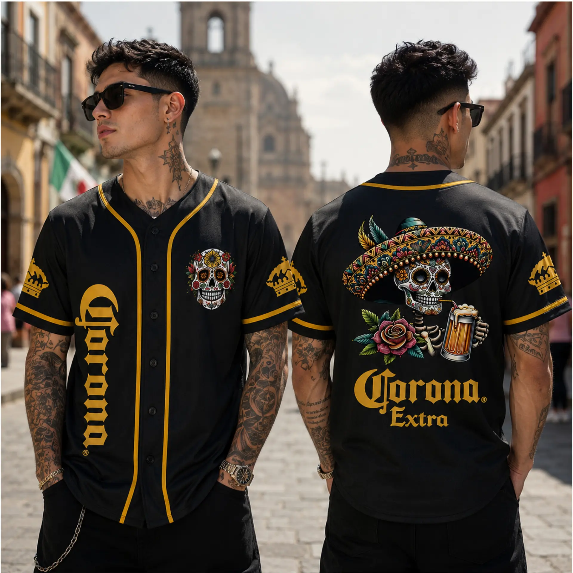 Corona Beer Baseball Jersey For Adult And Youth, Celebra Día de los Muertos Gift for Beer Lover, Funny Calavera Beer Jersey Shirt, Gift for Her, Mens Shirt Jersey Shirt