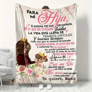 Spanish Mom's Letter to Daughter Blanket Warm and Comfortable Air Conditioning Blanket Personalized Flannel Blanket Suitable for All Seasons