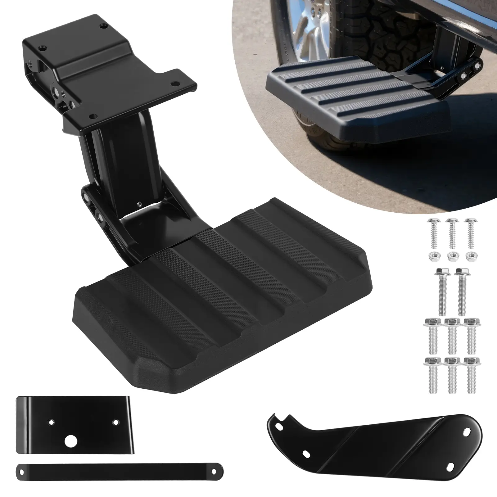 VPC3Z-17A958-D Retractable Truck Bed Step, Driver Left Side Folding Bed Step Compatible with 2023 2024 2025 Ford F-250 Super Duty Vehicle Tire Rims Replacement