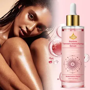 Watermelon-scented tanning essence 100ml Sunless Tanning | Accelerates tanning for a natural bronze complexion | Non-smudge-proof formula with Vitamin E and avocado oil for moisturizing and nourishing. Sunless Self Tanner