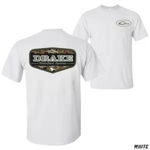 Drake Waterfowl Logo T-Shirt, Classic Camo Badge Graphic Tee, Soft Cotton Blend Shirt for Men, Outdoor Hunting Apparel, Gift for Waterfowl Hunters
