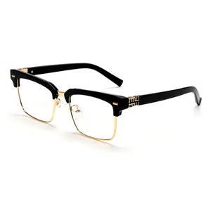 Classic Black Gold Anti-Blue Light Eyewear Transparent Lenses Fashionable Eyeglass Frames for Men and Women Accessories Sunglasses