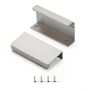 Brushed Nickel Pack of 6, Pack of 10 Edge Finger Pulls for Cabinets Kitchen Invisible Hardware Concealed Aluminum Hidden Bar Pull Drawer Handles Easy to Install 11.81 inch, 6.3 inch, 5 inch, 4.72 inch, 3.15 inch Overall Length