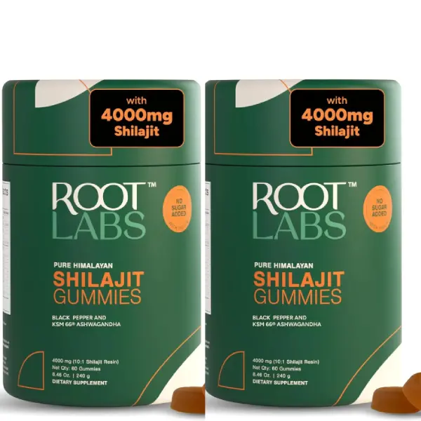 ROOT LABS 4000 mg Pure Himalayan Shilajit Gummies, KSM-66 Ashwagandh (2 pack)