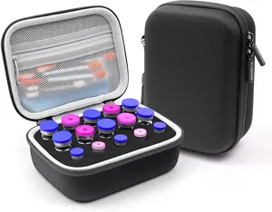 Krypthos 15-Slot EVA Oxford Cloth Insulin Vial Protector Case, Secure Hold Organizer for Diabetics’ Standard 10mL U-100 Vials, Portable Carrying & Fridge Storage Bag (No Ice Pack)