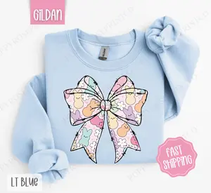 Peep Bow Sweatshirt, Easter Women's Crewneck, Cute Women's Sweatshirt