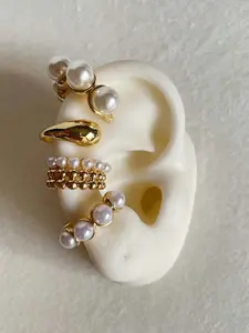 4pcs Exaggerated Fashion Vintage Coin Pearl Waterdrop Wide Clip-On Earrings Set, Non Piercing Jewelry, Trendy Fashionable Accessories, Suitable For Women, Couples, Vacation, Date, Daily, Party, Wedding, Gift For Mom, Friend4jia