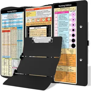 3 Layers Aluminum Foldable Pocket Size Nursing Clipboard with Cheat Sheets Notepad for Nurses Students and Doctors