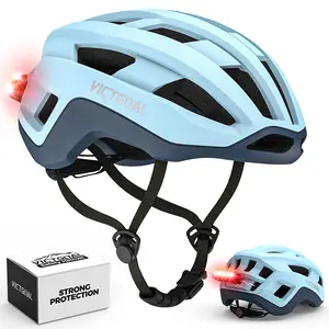 VICTGOAL Road Bike Helmet Adult Men Women with Detachable Magnetic Rear Light, Bicycle Helmet Adjustable Breathable Road Cycling Helmet for Road Mountain Riding