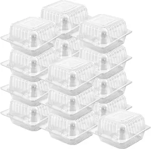 Viral 100 Count Clear Plastic Hinged Take Out Containers Clamshell Takeout Tray Food Clamshell Containers Outside Diameter for Dessert, Snacksetc, Cakes Slice, Cookies, Salads