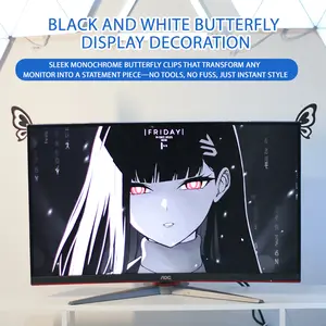 【2-piece set】Butterfly monitor ear decoration, ACG anime peripheral, esports room gaming screen, high-end black HD screen