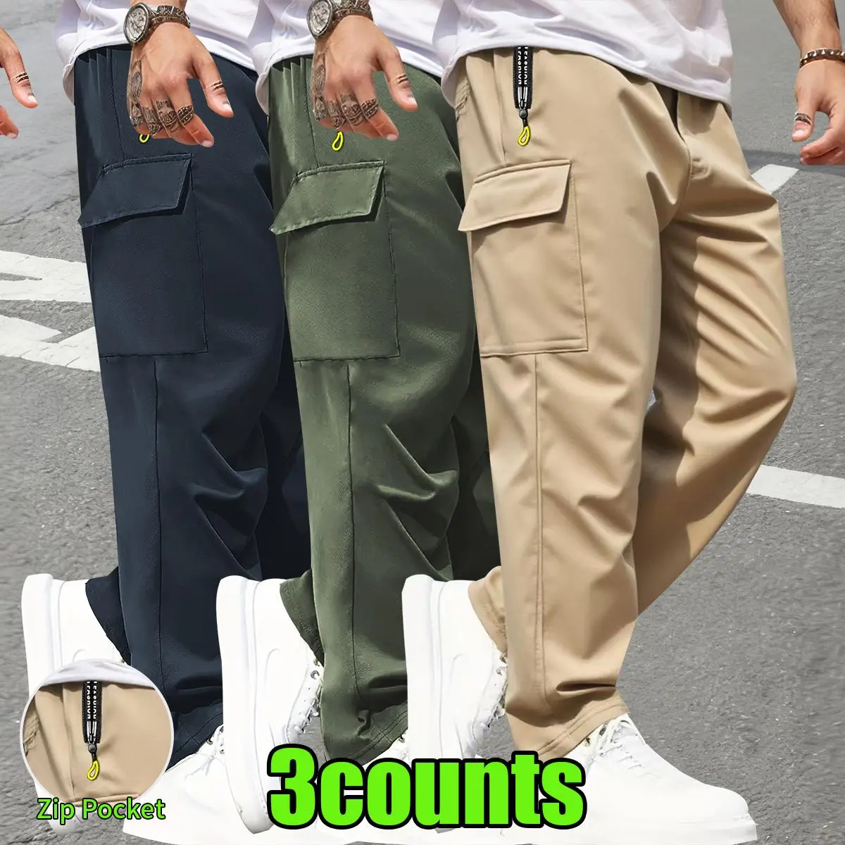 Navy Blue + Green + Khaki