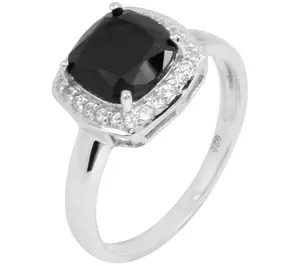 Affinity Gems 2.5 ct Black Spinel & White TopazRing, Sterling