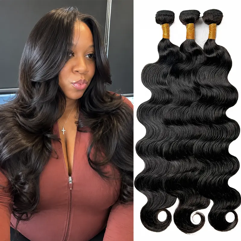 Asakiss 100% Unprocessed Brazilian Raw Hair Bundles of Human Hair - 10-30in, 100±5g per Bundle, Tangle-Free Double Weft Quick Weaves Extensions, Natural Black for Wedding, Travel