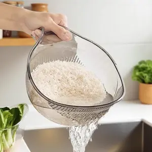 Rice Washing Drain Basket, 1/2/3 Counts Multifunctional Rice Washing Strainer Basket, Household Kitchen Gadgets for Washing Rice & Vegetables & Fruits, Utensils