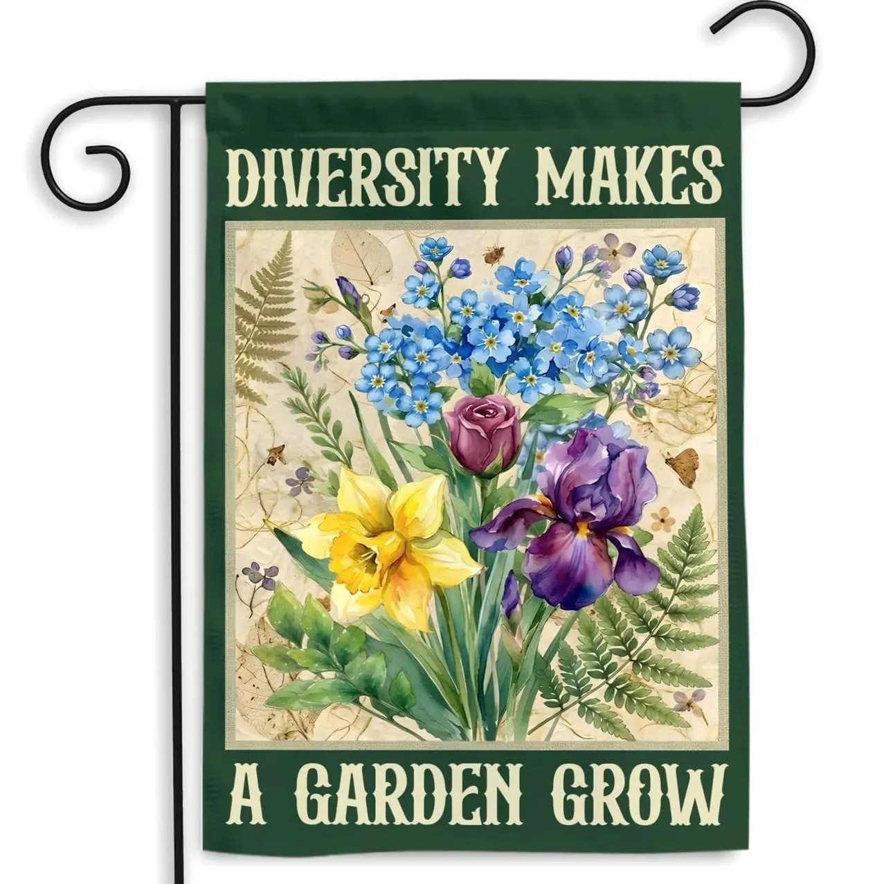 Diversity-Themed Polyester Tulip Flower Garden Flag, Fade-Proof Floral Print Outdoor Decor, Inclusive Porch & Patio Accessory Gift