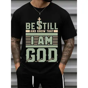 Men'S Be Still & Know Faith T-Shirt - Made of 100%, 180Gsm, Black Short Sleeve Featuring a Hands Design And The Be Still & Know Verse - Perfect for Church, Gifts, And Casual Wear, Plus Size