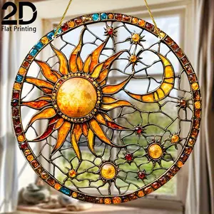 Bohemian Sky Sun Catcher 8"x8", Vibrant Acrylic Hanging Decor, Hanging Room Decor, Solar System Design, Celestial Motifs, Perfect Gift for Space Lovers, Outdoor Garden Decoration