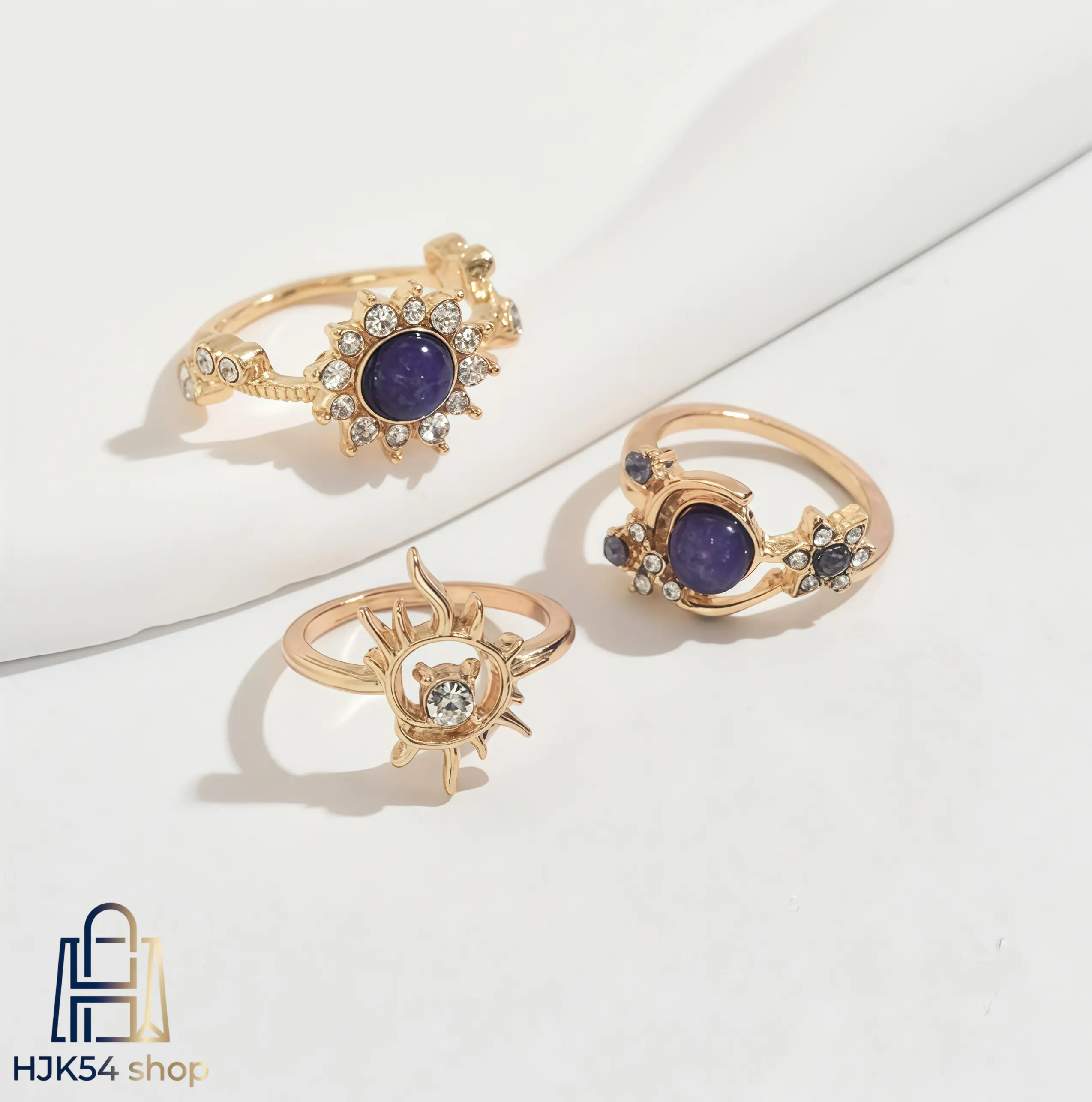 2-Piece Celestial Ring Set, Vintage Sun and Moon Purple Opal Stackable Open Bands for Women, Witchy Gothic Fantasy Jewelry, Ring Stack, Dark Fantasy Aesthetic, Witchy Aesthetic, Purple Fire Opal, Dainty Layered Finger Jewelry, Whimsical, Witchy Stuff