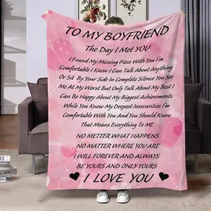 Letter To Boyfriend Flannel Blanket, 1 Count Air Conditioning Throw, Soft Blanket for Sofa Bed Couch, Gift for Boyfriend